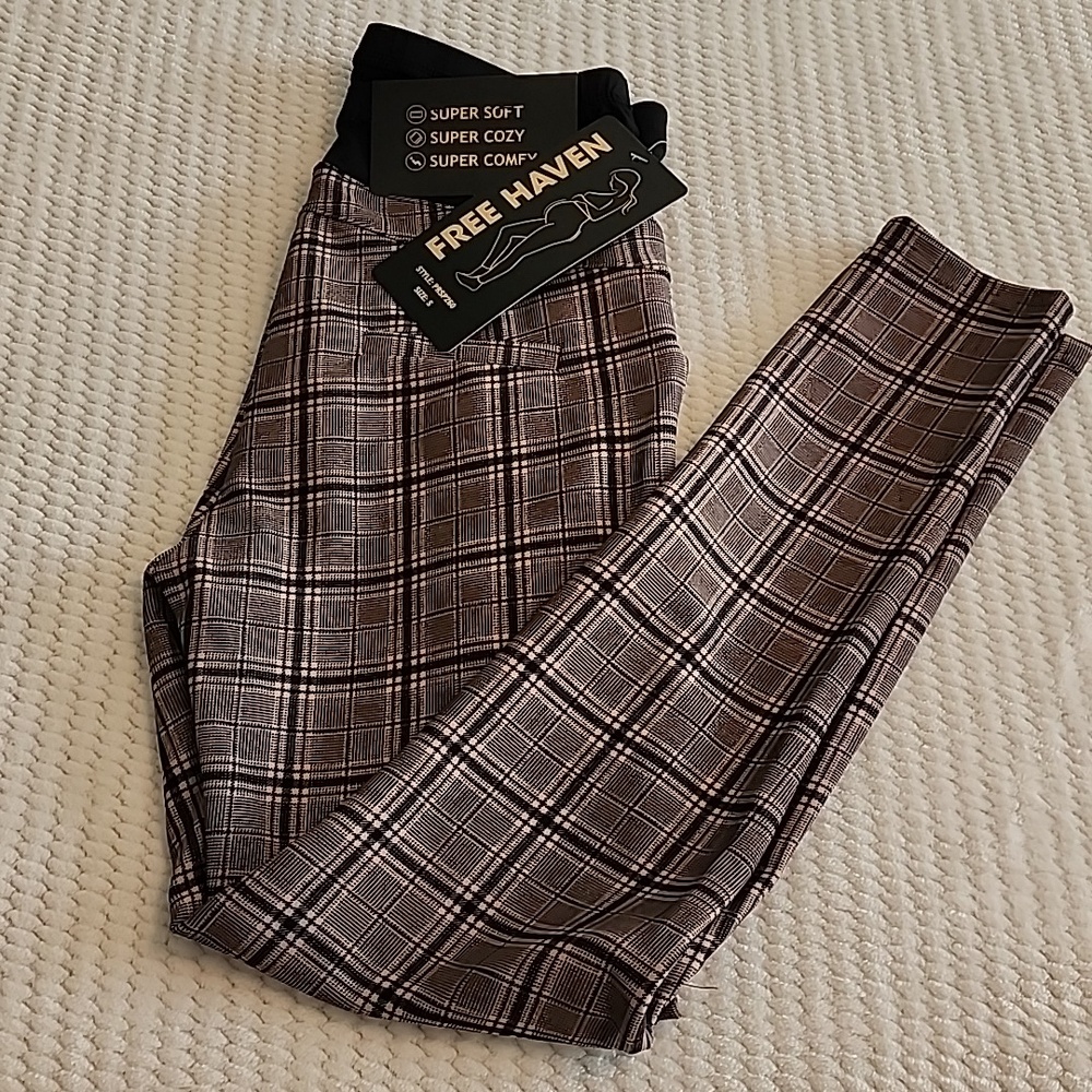 Free Haven Maternity Plaid Super Soft Cozy Comy Pants